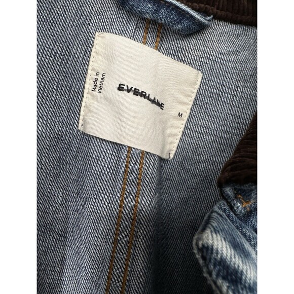 Everlane The Ranch Jacket in Denim  Size M EUC Cord collar button closure - Picture 6 of 11